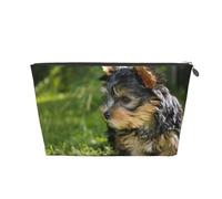 Yorkshire Terrier Herbe Verte Yorkie Chiens Mignons, Trousse de Toilette Trousse de Maquillage Sac à cosmétiques Trousse de Toilette de Voyage Portable