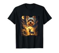 Yorkshire Terrier Hurlant à la Lune Forest Night Fantasy T-Shirt