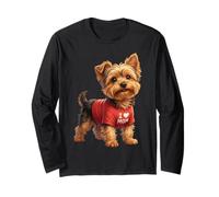 Yorkshire Terrier I Love Mom Dessin Cartoon Manche Longue