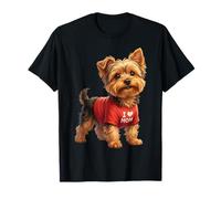 Yorkshire Terrier I Love Mom Dessin Cartoon T-Shirt