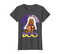 Yorkshire Terrier Joyeux Halloween Costume fantôme T-Shirt, Femme, Chiné Foncé, S
