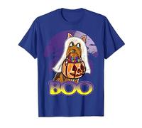 Yorkshire Terrier Joyeux Halloween Costume fantôme T-Shirt, Homme, Bleu Royal, S