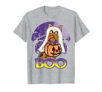 Yorkshire Terrier Joyeux Halloween Costume fantôme T-Shirt, Homme, Gris Chiné, M