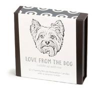 Yorkshire Terrier - Love from The Dog - Cotton & Grey - Lot de 12 bougies Twenty Minute avec support en céramique - Cire d'abeille - Sans goutte