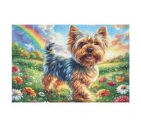Yorkshire Terrier Mignon mer de Fleurs 1000 Pieces Casse tête Créatif en Carton Épais Animal Animal de Compagnie Poupée Difficulté Moyenne Activité Manuelle Loisir Créatif Cadeau Créatif Événe