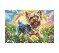 Yorkshire Terrier Mignon mer de Fleurs 1000 Pieces Casse tête Famille en Carton sans Déformation Haute Qualité Animal Animal de Compagnie Faune Sauvage Difficulté Moyenne Activité Familiale an