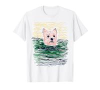 Yorkshire Terrier Natation Océan Minimalist Line Art Yorkshire T-Shirt