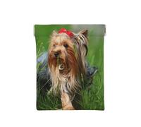 Yorkshire Terrier Pelouse Chiens Mignons Ummer Arc Rouge, Sac de Rangement pour Femmes, Portefeuille supérieur à Presser, Petit Porte-Monnaie, Pochette de Changement