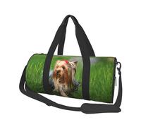 Yorkshire Terrier Pelouse Chiens Mignons Ummer Arc Rouge, Sac de Voyage de Grande capacité, Sac à Main Rond, Sac de Voyage de Sport, fourre-Tout, Sac de Fitness