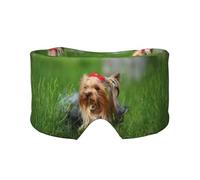 Yorkshire Terrier Pelouse Chiens mignons Ummer Red Bow,Masque pour les yeux bloquant la lumière Cache-yeux et cache-oreilles pour le sommeil