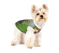 Yorkshire Terrier Pelouse Chiens Mignons Ummer Red Bow,T-Shirt sans Manches en Coton pour Animaux de Compagnie, Gilet Respirant, Extensible et Doux,L