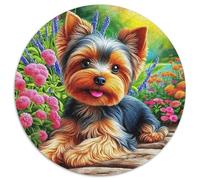 Yorkshire Terrier Puzzle 1000 Pièces Jardin Ronde Puzzle Jeu Éducatif Challenge Toy Décor À La Maison pour Adultes 1000pcs (67.5x67.5cm)