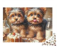 Yorkshire Terrier Puzzle 1000 Pièces Papier pour Adultes Scène de Dessert Jeu de Puzzle 1000 Pièces Détente Concentration Cadeau Maison 70x50cm/1000pcs