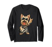 Yorkshire Terrier Rock Dog Music Lover Graphic Playful Sharp Manche Longue