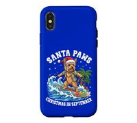 Yorkshire Terrier Surfing Santa Pattes de Noël en Septembre Coque pour iPhone X/XS