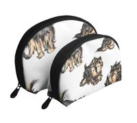 Yorkshire Terrier, Trousse de Maquillage Coquille Femme Petit Porte-Monnaie Trousse de Toilette Trousse à cosmétiques 2 pièces