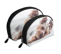 Yorkshire Terrier, Trousse de Maquillage Coquille Femme Petit Porte-Monnaie Trousse de Toilette Trousse à cosmétiques 2 pièces