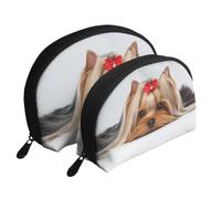 Yorkshire Terrier, Trousse de Maquillage Coquille Femme Petit Porte-Monnaie Trousse de Toilette Trousse à cosmétiques 2 pièces