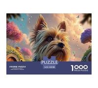 Yorkshire Terrier Vector Art 1000 Pièces Carton Extra-épais Lot de Puzzles Hobbit-Style Dwellings Anti-Stress Jeu Familial Puzzles As Birthday Gifts 52x38cm/1000pcs