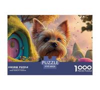 Yorkshire Terrier Vector Art 1000 Pièces Carton Premium Coffret De Puzzles Hobbit-Style Dwellings Anti-Stress Défi Unique Puzzles As Birthday Gifts 38x26cm/1000pcs