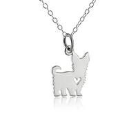 Yorkshire Terrier w/ Heart Cutout Yorkie Charm, Sterling Silver