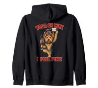 Yorkshire Terrier Yoga ou Wine I Feel Fine - DIGOR Funny Sweat à Capuche