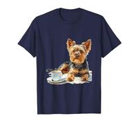 Yorkshire Terrier Yorkshire Coffee Chien Race Animal Mignon Graphique T-Shirt, Homme, Bleu Marine, 6XL