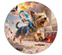 Yorkshire Terrier1000 Pièces pour Puzzles pour Adultes Et Enfants Pet DogPuzzle Circulaire, Décoration Moderne, Jeu, Cadeau Unique, Décoration, Cadeau, Difficile, Impossible1000pcs (67.5x67.5cm)