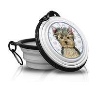 Yorkshire Yorkie - Gamelle Pliable en Silicone Portable avec Mousqueton pour promenades et randonnées avec Vos Amis à Quatre Pattes. Pratique, légère, Pratique et Surtout Unique.