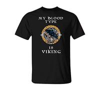 YOROOW Impression 3D Viking T-Shirt D'été pour Hommes Nordic Mythologie Tatouage Femme Manches Courtes Haut Noir (XS-7XL),Blood Type Viking,7XL