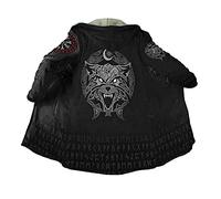 YOROOW-OUTDOOR Manteaux Capuche Vikings, Parka Mi-Longue Laine d'agneau Artificielle Imprimée Nordique Peignoir Chaud d'hiver pour Hommes,Fenrir,5XL