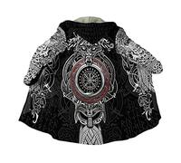YOROOW-OUTDOOR Manteaux Capuche Vikings, Parka Mi-Longue Laine d'agneau Artificielle Imprimée Nordique Peignoir Chaud d'hiver pour Hommes,Helm of awe,L