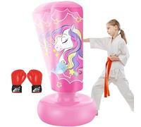 YORWHIN 168cm Sac de Frappe Gonflable pour Enfants avec Gants de Boxe, Sac de Boxe sur Pied, pour Les Enfants, Les Filles, Set de Frappe pour Pratiquer Le Karaté, Le Taekwondo et Le MMA