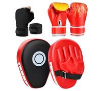 YORWHIN Kit de Boxe 3-en-1 pour Enfants et Jeunes - Gants de Boxe, Pattes d’Ours Courbées et Bandes de Poignet - Équipement d’Entraînement pour MMA, Muay Thai, Taekwondo, Kickboxing