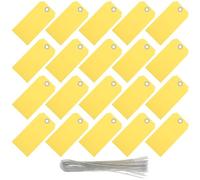 YOSADIER 100 Pièces Étiquettes de Bagage Renforcées avec Trou en Papier et Fil de Fer Jaune pour Valise et Paquet à Dos, Gain de Temps pour Stockage et Inventaire