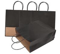 YOSADIER 12pièces Sachets Papier Kraft Noir Avec Poignées De Fête Pour Et Événements Spéciaux