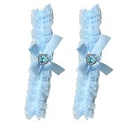 YOSADIER 2 Pièces Jarretière Élégante en Polyester pour Femmes en Dentelle Élastique Confortable Prévient le Glissement des Chaussettes, pour Mariage et Cérémonie en Jardin