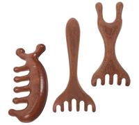 YOSADIER 3 Pièces Massageur Gua Sha en Bois Design Incurvé et Compact pour Massage du Cuir Chevelu à Température Modérée, pour Bureau et Bien-