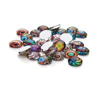 YOSADIER 30pièces Patchs Verre à Motifs Ethniques Boutons-pression Pour Bijoux Et Loisirs Créatifs Accessoires De Fabrication De Bijoux