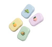 YOSADIER 4pièces Boîtier De Lentilles De Contact Portable avec Miroir Couleurs Avocado Cactus Ananas Pratique pour Voyage Et Soins des Yeux
