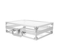 YOSADIER Boîte à Bijoux en Alliage D'aluminium 38x25x20 Cm, Valise de Rangement Transparente avec Verrouillage Sécurisé, Grand Organisateur Multifonction pour Maquillage et Bijoux,