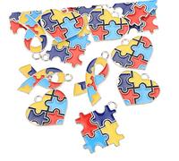 YOSADIER Breloques Pendentifs en Alliage 24Pcs pour Fabrication de Bijoux Accessoires DIY Multicolore Sensibilisation à L'Autisme pour Artisanat Créatif