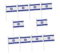 YOSADIER Drapeaux Nationaux D'israël En Polyester 20x28 Cm, Lot De 10 Pièces Pour Décoration Extérieure Et Événementielle, Léger Et Résistant Pour Fête Sportive Et Ornement De Jardin