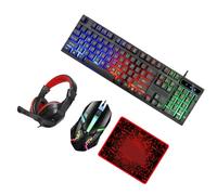 YOSADIER Ensemble Clavier et Souris de Jeu Rétroéclairé Casque et Tapis de Souris Grand Format pour PC Clavier 104 Touches Ergonomique Kit Gaming Filaire pour Bureau et Gaming