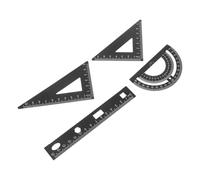 YOSADIER Ensemble de Règles Géométriques Solide et Portable en Alliage D'aluminium 4 Pièces Noir pour Bureau et Usage Scolaire