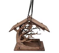 YOSADIER Mangeoire à Oiseaux Artistique en Bois Marron, Maison Créative à Suspendre pour Jardin Extérieur, Ornement Pratique pour Nourrir Oiseaux du Ciel