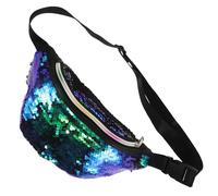 YOSADIER Petite Banane à Sequins pour Femme, Noir, Polyester Léger | Porté Ceinture ou Croisé, Grosse Capacité, Style Mignon pour Femmes et Filles, Vélo et Randonnée