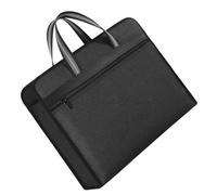 YOSADIER Pochette Pour Documents Zippée, Sacoche Documents en Toile Noire, Multicouche, Design à Main, Pour Classer et Protéger les Fichiers au Bureau et en Déplacement