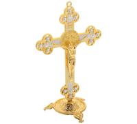 YOSADIER Statue de Croix de Jésus en Alliage de Zinc Or, Facile à Collectionner, Décoration Chic pour Mariage ou Accessoire Photo, Ambiance Religieuse Unique
