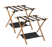 Yosamy Grand Porte Bagages Pliable, Lot de 2 porte-bagages double couche avec 4 sangles, tabouret de valise pour hôtel et maison, 64 x 45 x 52 cm